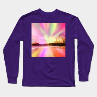 Pink Explosion Santa Monica Pier Long Sleeve T-Shirt